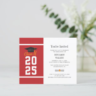 Graduation 2024 Red White Grad Party Invitation