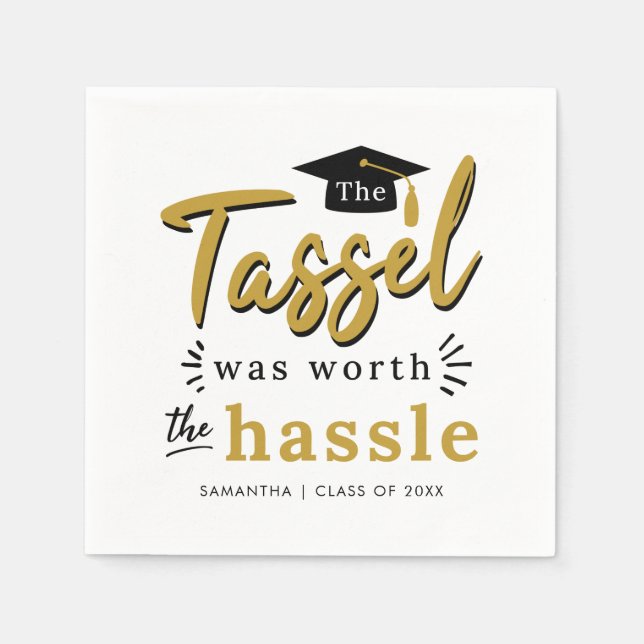 Graduation 2024 Tassel Was Worth the Hassle Paper Napkin (Front)