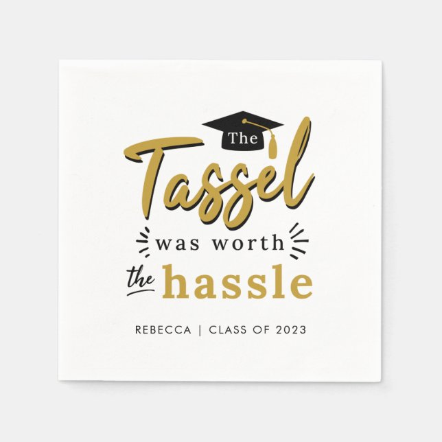  Graduation 2024 Tassel Was Worth the Hassle Party Napkin (Front)
