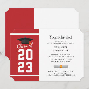 Graduation 2024 Typography Red White Grad Party Invitation