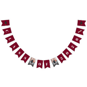 Graduation 2025 Burgundy Photos Grad Party Bunting