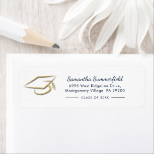 Graduation 2025 Cap Navy Blue Type Return Address Return Address Label