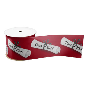 Graduation 2025 Diploma On Red Satin Ribbon