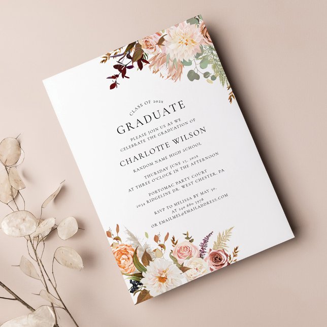 Graduation 2025 Floral Grad Party Invitation (Floral Graduation 2024 Party Invitation)