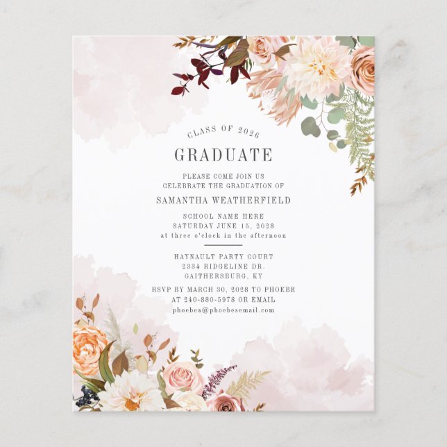 Graduation 2025 Floral Grad Party Invitation (Front)