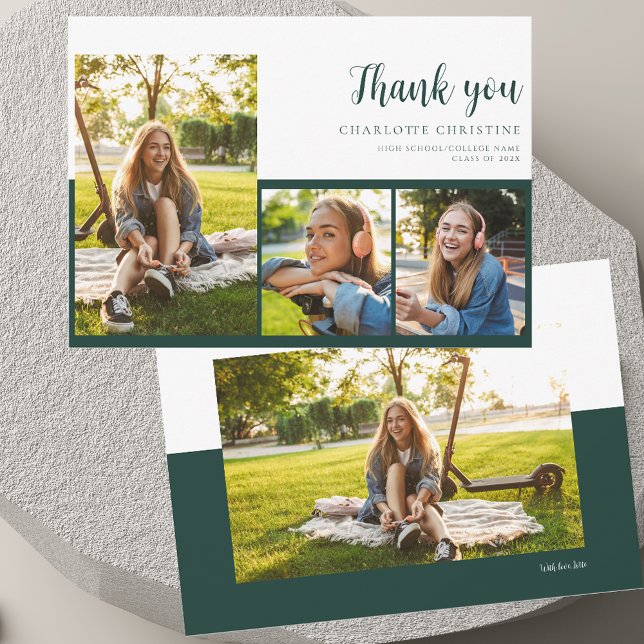 Graduation 2025 Grad 4 Photos Thank You Card (Graduation 2025 Grad 4 Photos Thank You Card)