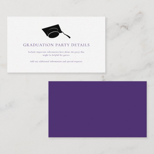 Graduation 2025 Grad Cap Purple Party Enclosure Card (Front/Back)