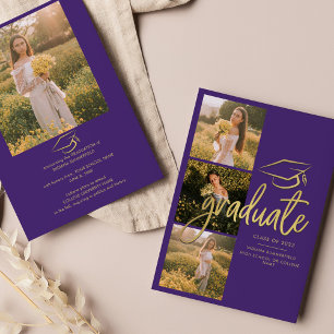 Graduation 2025 Grad Photos Purple Script Announcement