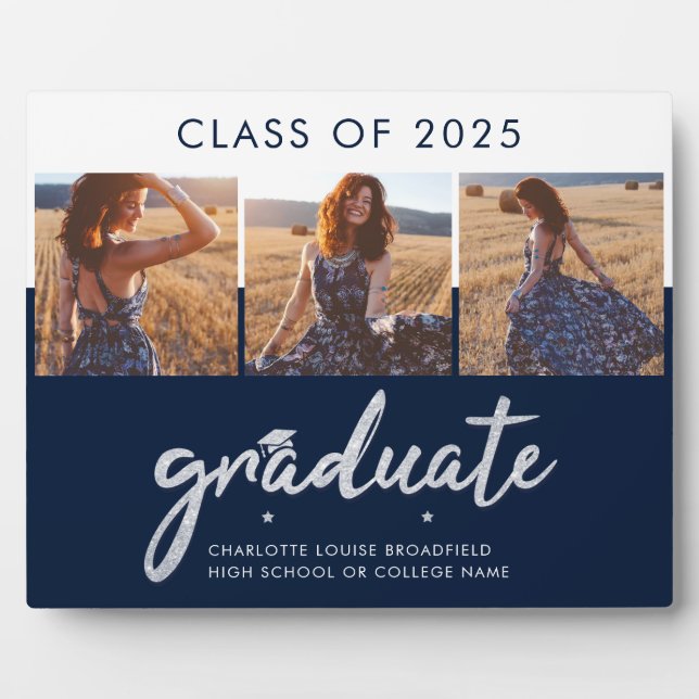 Graduation 2025 Grad Photos Script Keepsake Custom Plaque (Front)