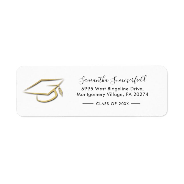 Graduation 2025 Graduate Cap Return Address Label (Front)