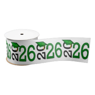 Graduation 2025 Green and Black Satin Ribbon