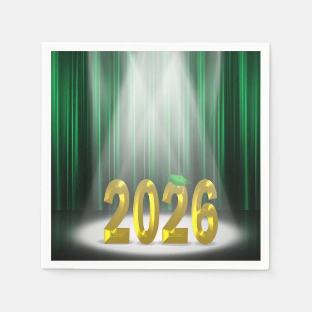 Graduation 2025 Green and Gold School Colours  Napkin (Front)
