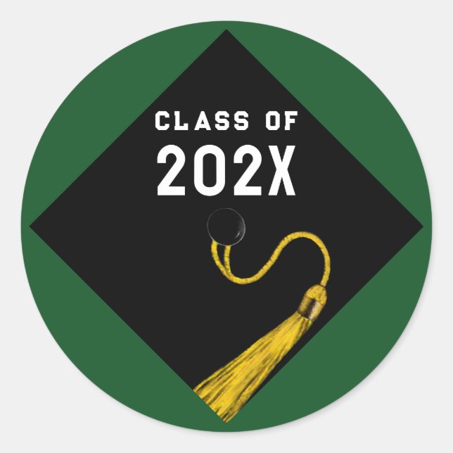 Graduation 2025 Green Classic Round Sticker (Front)