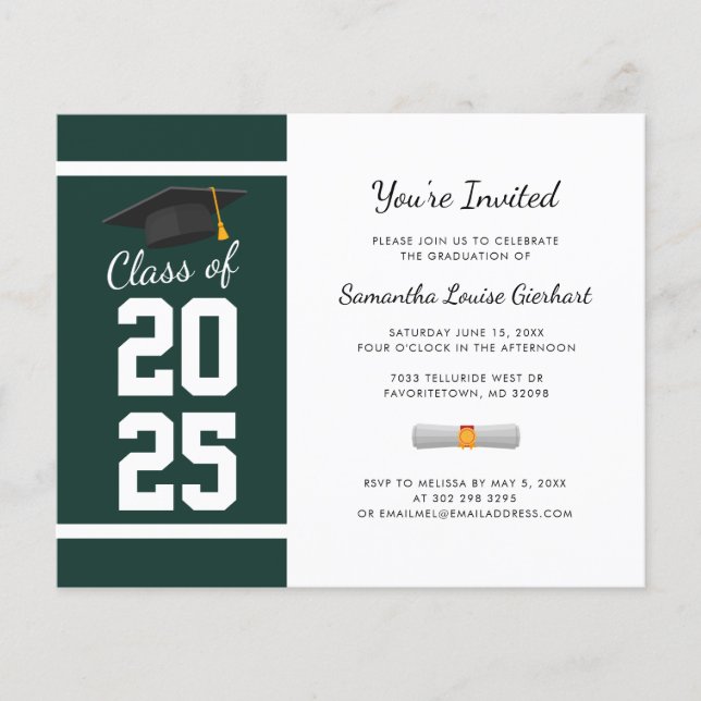 Graduation 2025 Green Grad Party Invitation (Front)