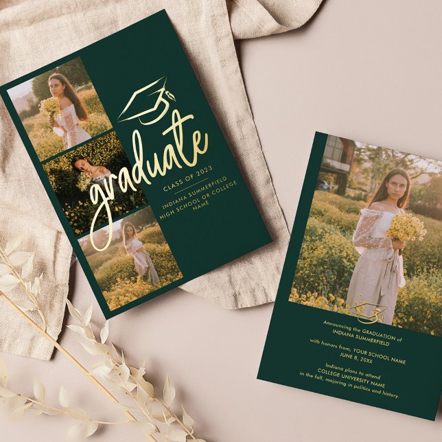 Graduation 2025 Green Photo Gold Foil Announcement (Creator Uploaded)