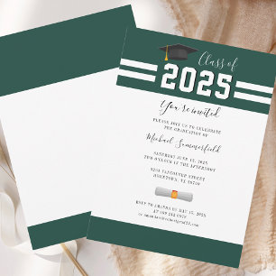 Graduation 2025 Green White Grad Party Invitation