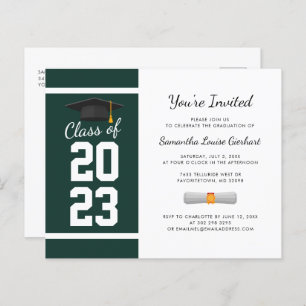 Graduation 2025 Green White Party Invitation
