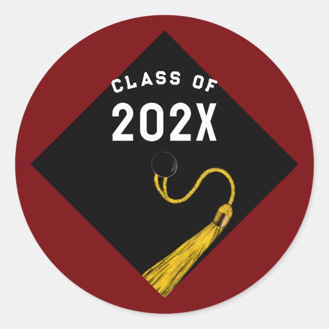 Graduation 2025 Maroon Classic Round Sticker (Front)