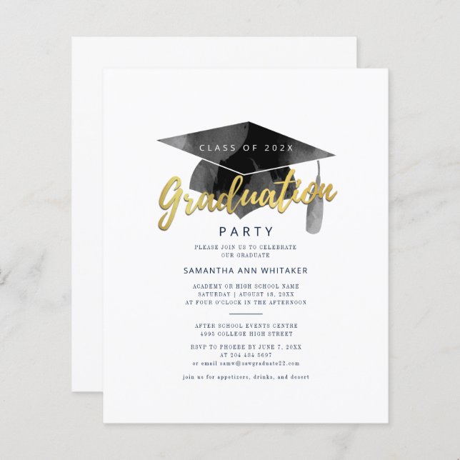 Graduation 2025 Minimalist Grad Party Invitation (Front/Back)