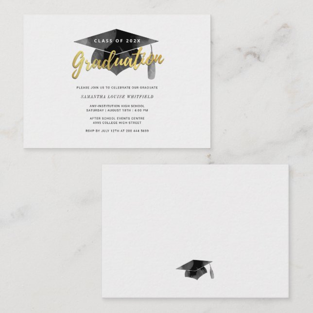 Graduation 2025 Minimalist Script Grad Party Card (Front/Back)