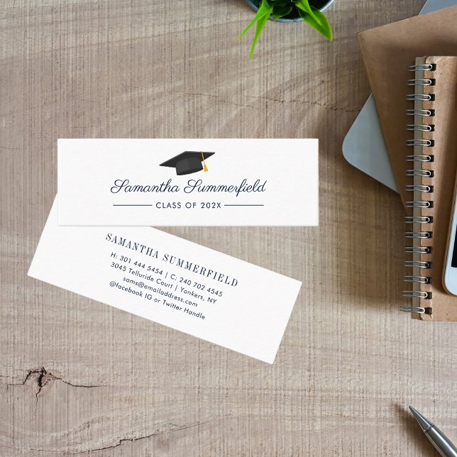 Graduation 2025 Modern College Script Contact Calling Card (Graduation 2025 White Miini Calling Card)