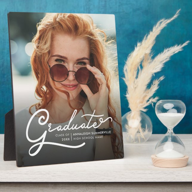 Graduation 2025 Modern Script Grad Photo Keepsake Plaque (Side)