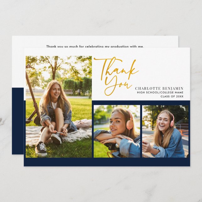 Graduation 2025 Modern Script Graduate Thank You Announcement (Front/Back)