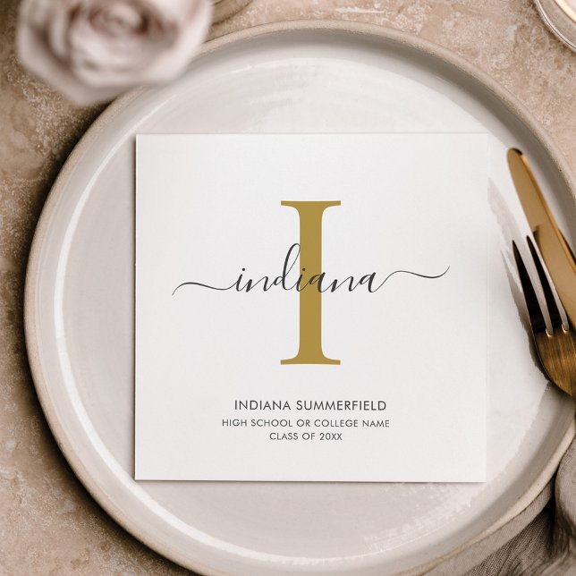 Graduation 2025 Monogram Name Grad Party Paper Napkin (Creator Uploaded)