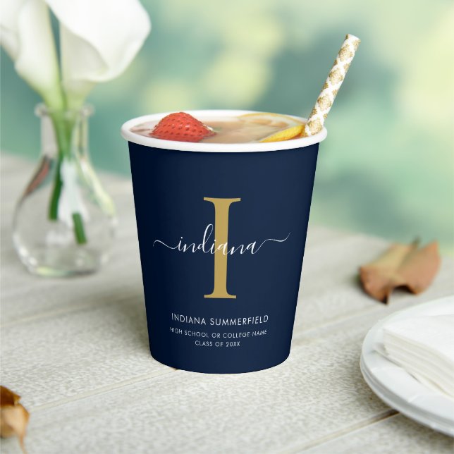 Graduation 2025 Monogram Script Name Grad Party Paper Cups (Insitu)