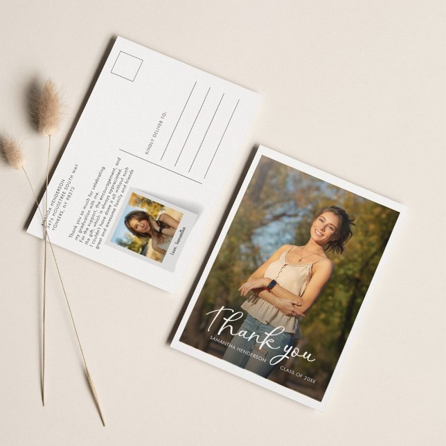 Graduation 2025 Multi Photo Script Thank You Postcard (Creator Uploaded)