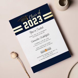 Graduation 2025 Navy Blue College Grad Party Gold
