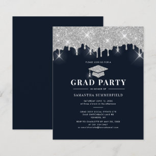 Graduation 2025 Navy Blue Grad Party Invitation
