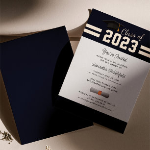 Graduation 2025 Navy Blue Grad Party Rose Gold