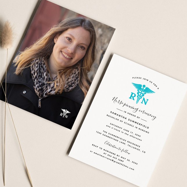 Graduation 2025 Nurse Pinning Ceremony Photo Invitation (2024 Nurse Pinning Graduation Ceremony Invitation)