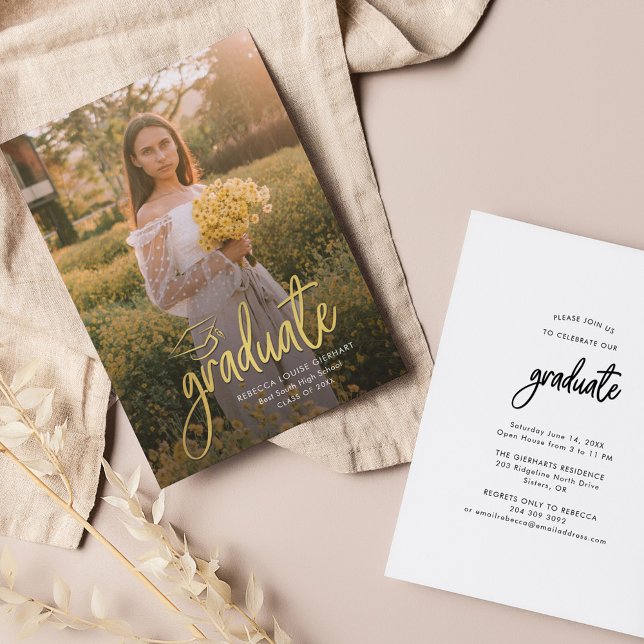 Graduation 2025 Open House Grad Photo Party Enclosure Card (Graduation 2024 Script Grad Photo Party Invitation)
