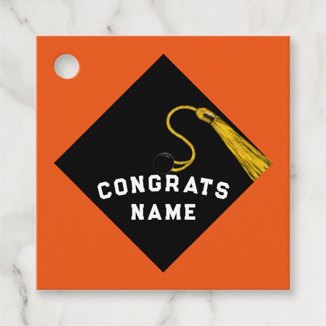 Graduation 2025 Orange Favour Tags (Front)