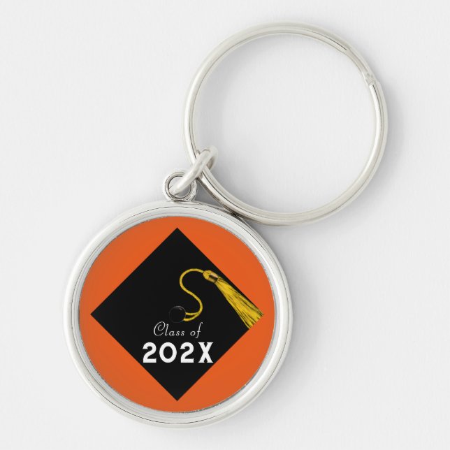 Graduation 2025 Orange Keepsake Key Ring (Front)