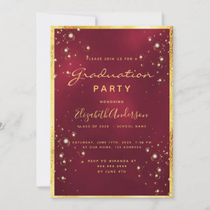 Graduation 2025 party burgundy gold bubbles invitation
