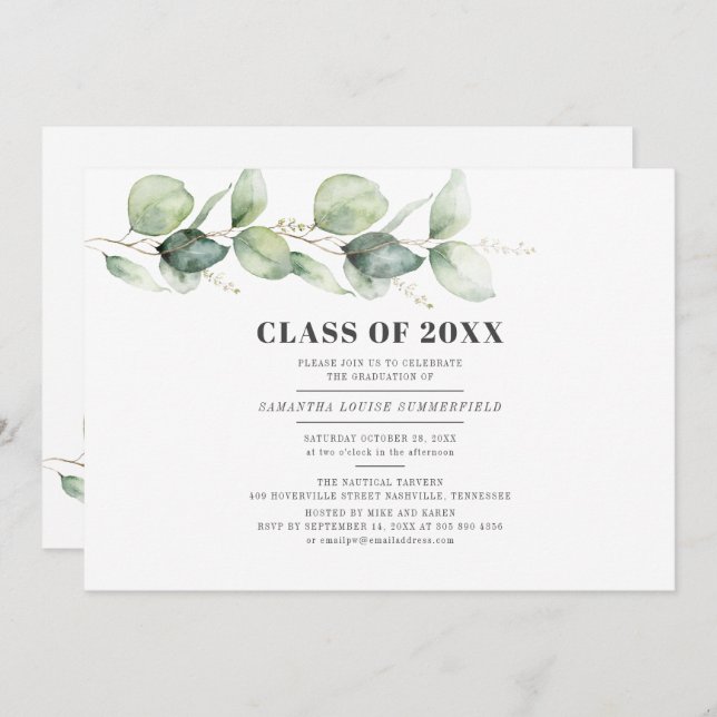 Graduation 2025 Party Modern Eucalyptus  Invitation (Front/Back)