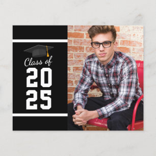 Graduation 2025 Photo Black White Party Invitation