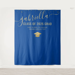 Graduation 2025 Photo Booth Selfie Backdrop Blue Tapestry