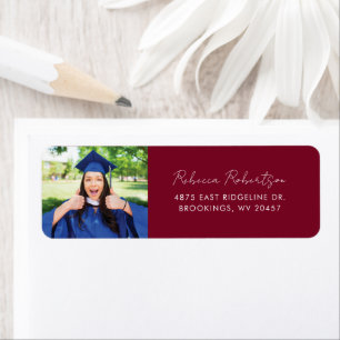 Graduation 2025 Photo Burgundy Return Address Label