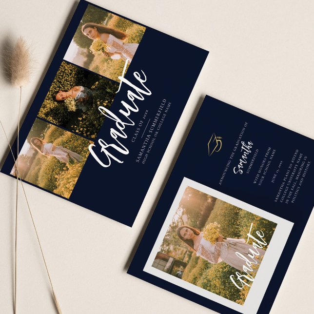 Graduation 2025 Photo Collage Announcement (Graduation 2024 Announcement with 4 Photo Collage)