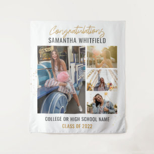 Graduation 2025 Photo Collage Grad Party Backdrop Tapestry