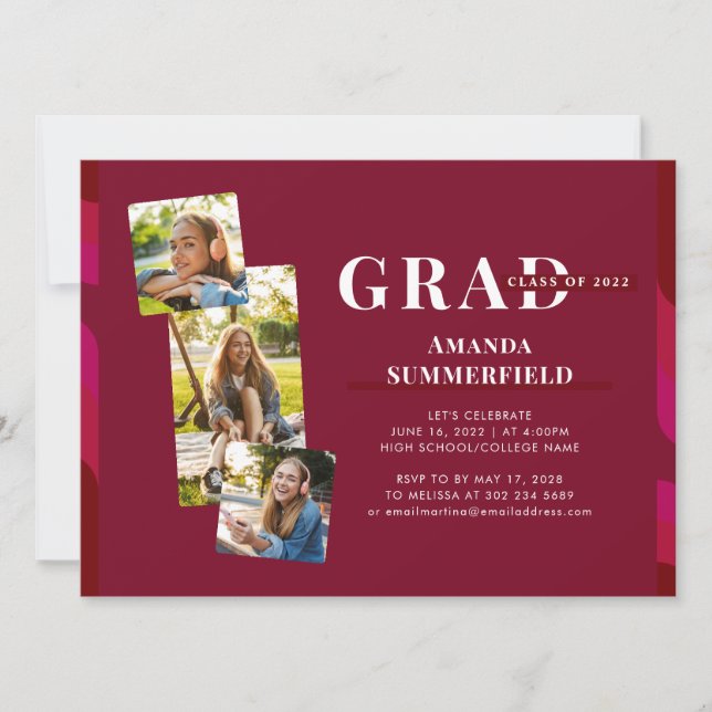 Graduation 2025 Photo Collage Grad Party Invitation (Front)
