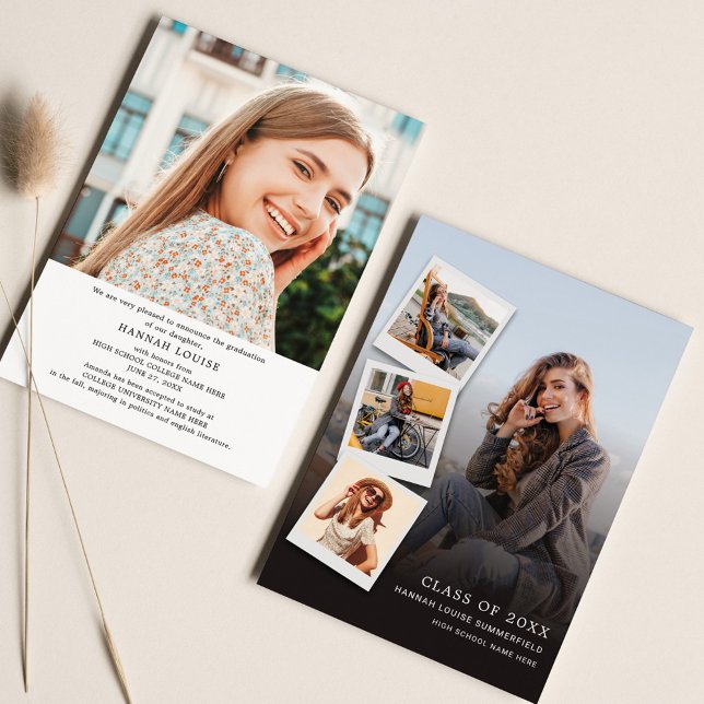 Graduation 2025 Photo Collage Modern Announcement (Graduation 2024 Multi Photo Typography 5 Photos Announcement Card)