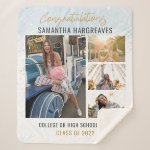  Graduation 2025 Photo Collage Modern Sherpa Blanket
