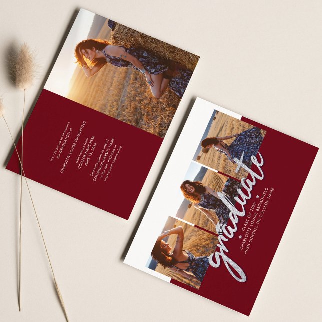 Graduation 2025 Photo Collage Silver Announcement (Creator Uploaded)