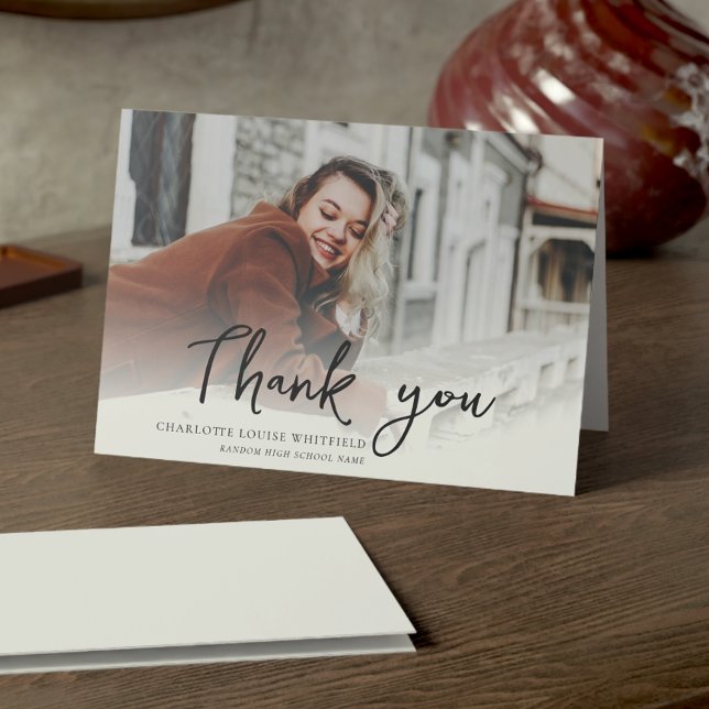 Graduation 2025 Photo Grad Script Thank You Card (Graduation 2025 Photo Grad Script Thank You Card)