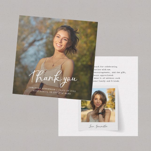 Graduation 2025 Photo Modern Grad Thank You Card (Graduation 2025 Photo Modern Grad Thank You Card)
